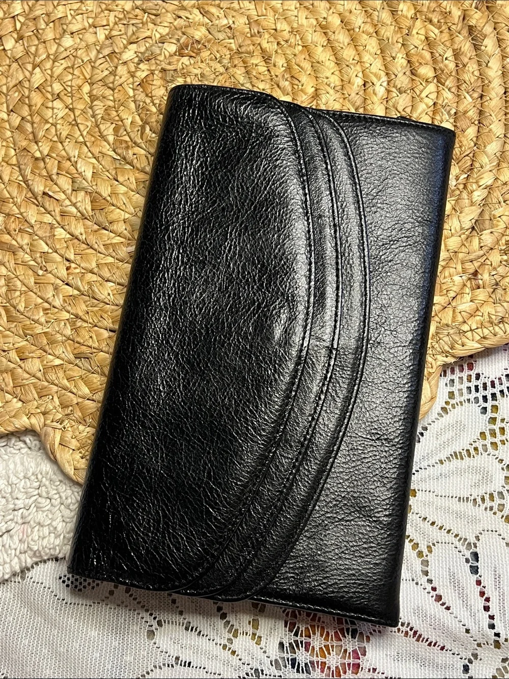 Nordstrom Classic Black Soft Leather Women's Clutch Wallet 3 Snap Compartments